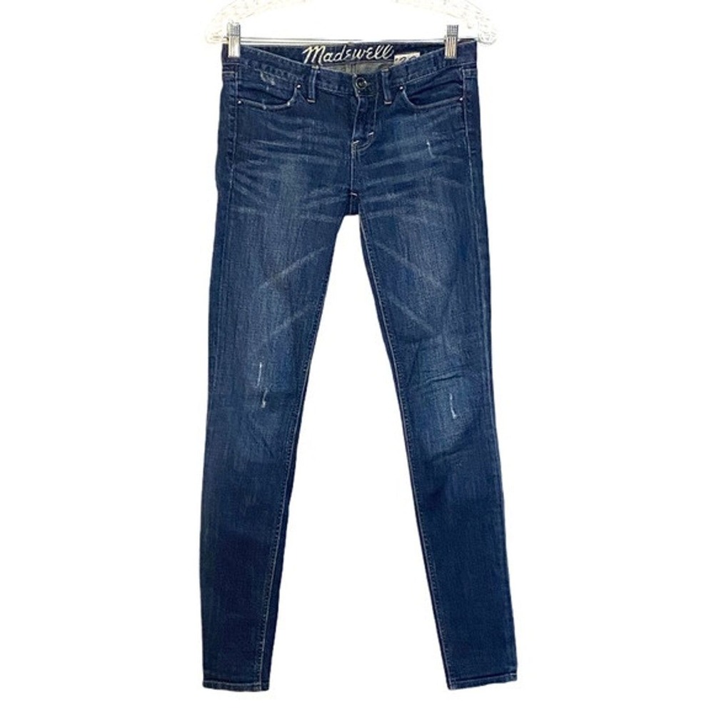 Madewell Skinny Jeans Womens 0 24" Original‎ 37s Blue Low Rise Fading Whiskering
